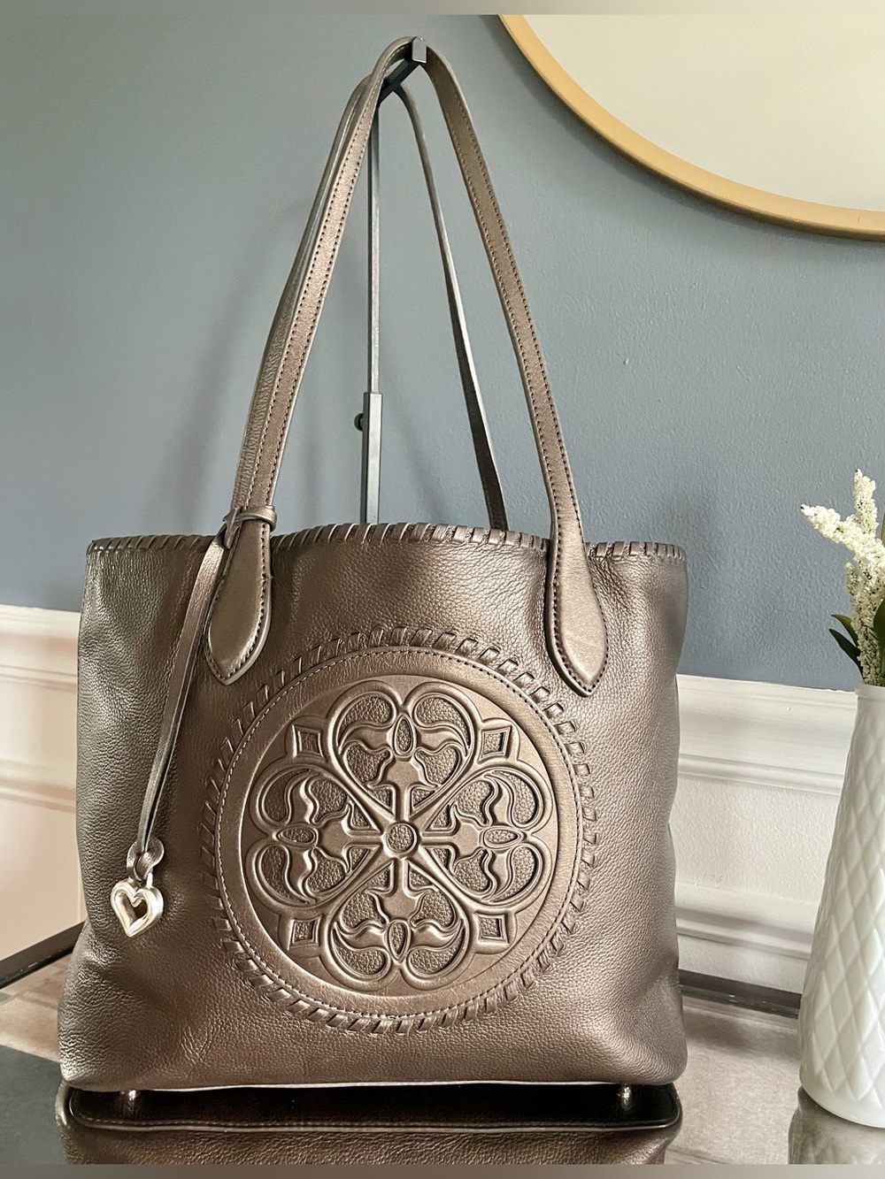 Brighton Ferrara Gabriella Medallion Tote- Pewter